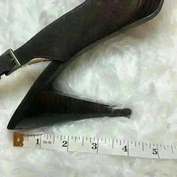 Guess Wgleona Vintage Dark Brown Suede 4” Heels with Back Strap Womens Size 6.5 - Picture 13 of 16